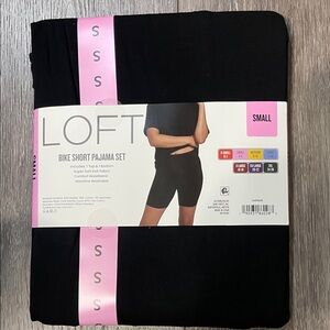 LOFT Black Pajama Set with Bike Shorts